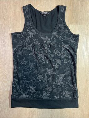 Y2K Retro Black Star-Print Tank Top